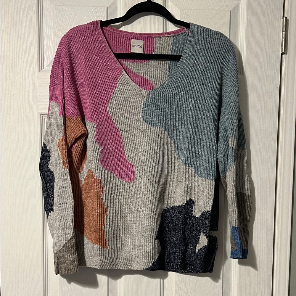 Nic + Zoe Puzzle V-Neck Sweater